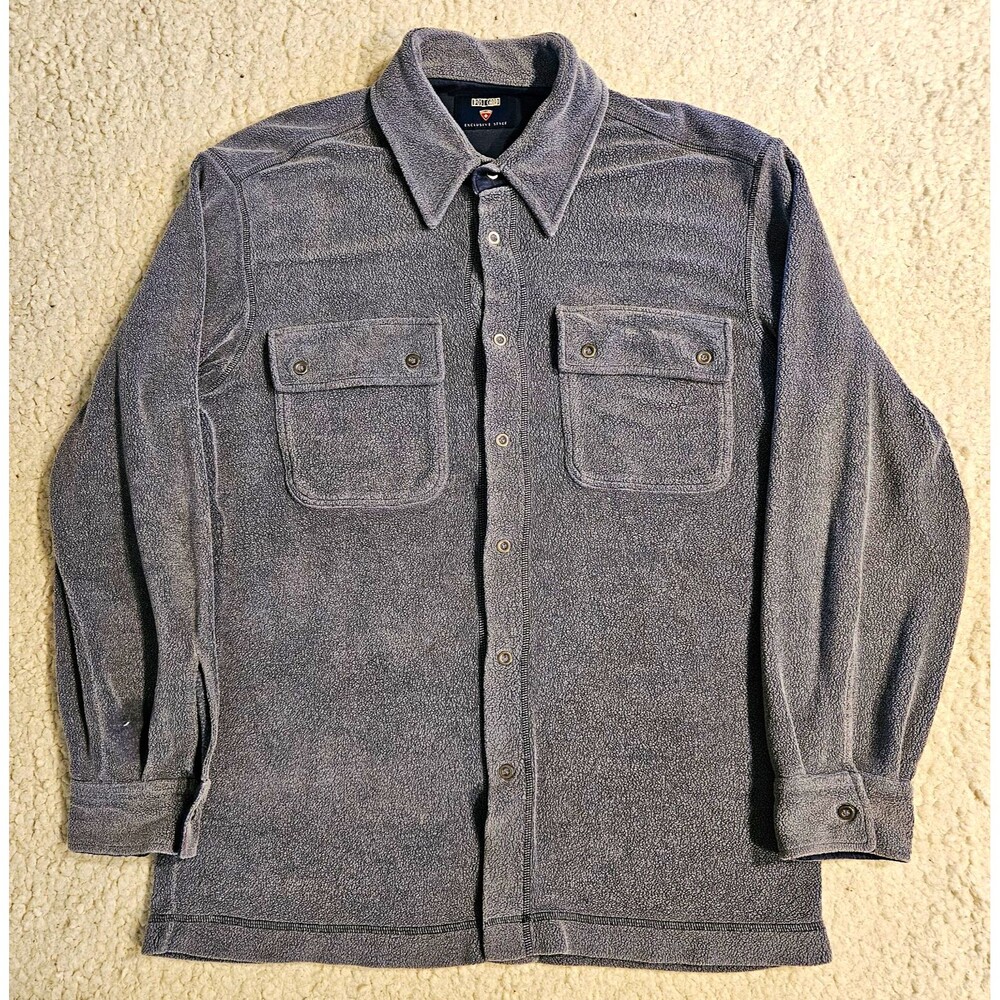 VTG Postcard Exclusive Style Gray Button Down Shirt Jacket Mens M Made in Italy